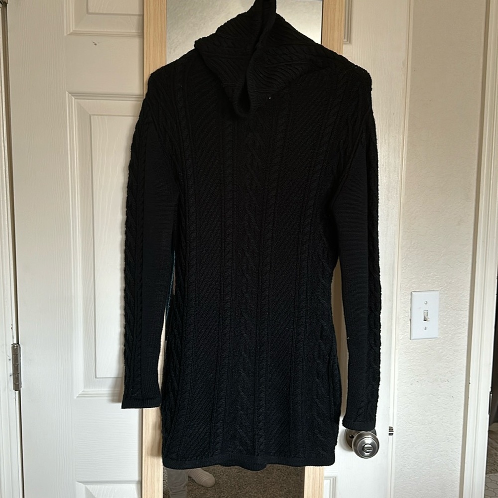 Black fitted sweater dress